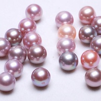 Perles d'eau douce naturelles 2A Edison, rondes, violettes, roses, blanches, pour la fabrication de bijoux, 12-13mm, demi-trou