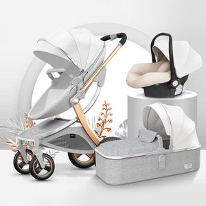 Passeggino di Lusso Pieghevole 3 in 1 con Seggiolino <span class=keywords><strong>Auto</strong></span>, Carrozzina in Pelle di Alta Qualità <span class=keywords><strong>per</strong></span> Neonati - Product Image 1