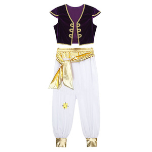 En gros Garçons Carnaval Cosplay <span class=keywords><strong>Prince</strong></span> Aladdin Costume TV Film Jeu de Rôle Enfants Halloween Vêtements Dorés - Product Image 4