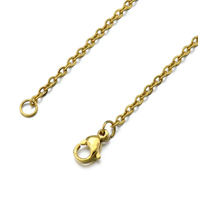 Chaîne de collier en forme de O en acier inoxydable Largeur 1.5mm Collier de chaîne argent/or/noir pour la fabrication de bijoux