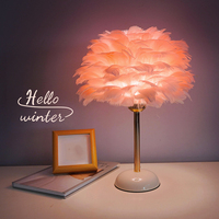 Lampe de table Iron Feather, lampe de chevet de luxe pour chambre à coucher, style nordique de haute qualité, alimentation AC, lumière LED chaude, lumière de nuit à intensité variable