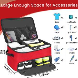 2 Layer Golf Organizer <b>Storage</b>, Golf Shoes Bag with Separate Compartment for 2 Pair Shoes - Product Image 2