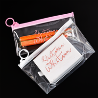 Sac en PVC transparent avec fermeture éclair rose, motif dessin animé mignon - Organisateur de voyage imperméable : trousse de maquillage portable, pochette pour passeport