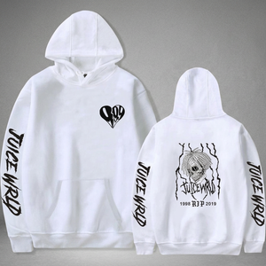 Sudadera con Capucha Blanca Juice Wrld para Hombre, Estilo Urbano, Estampado de Calavera, Algodón, con Bolsillo Canguro, para Otoño - Product Image 3