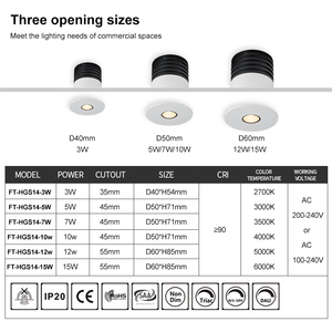 Aluminium <strong>Small</strong> Spotlight Boarderless Recessed Ceiling Down <strong>Light</strong> 3w 5w 7w 10w 12w 15w Mini 30mm 40mm 50mm Cut Out <strong>Led</strong> Downlight - Product Image 5