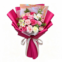 Grand bouquet de roses en savon fait main, coffret cadeau 43 cm, 5 couleurs, emballage en sac fenêtré, romantique, Saint-Valentin, fête des mères, respectueux de l'environnement
