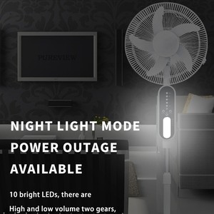 New 18650 Lithium Battery Explosions <b>Remote</b> <b>Control</b> Charging Floor Fan <b>Light</b> Large Capacity Solar Fan 16 Inch ABS Material 10W R - Product Image 3