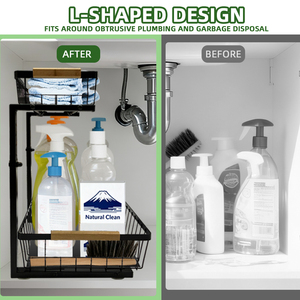 Étagère de rangement sous l'évier à 2 niveaux en métal, <span class=keywords><strong>panier</strong></span> de rangement pour armoire de cuisine avec tiroir <span class=keywords><strong>coulissant</strong></span> - Product Image 5