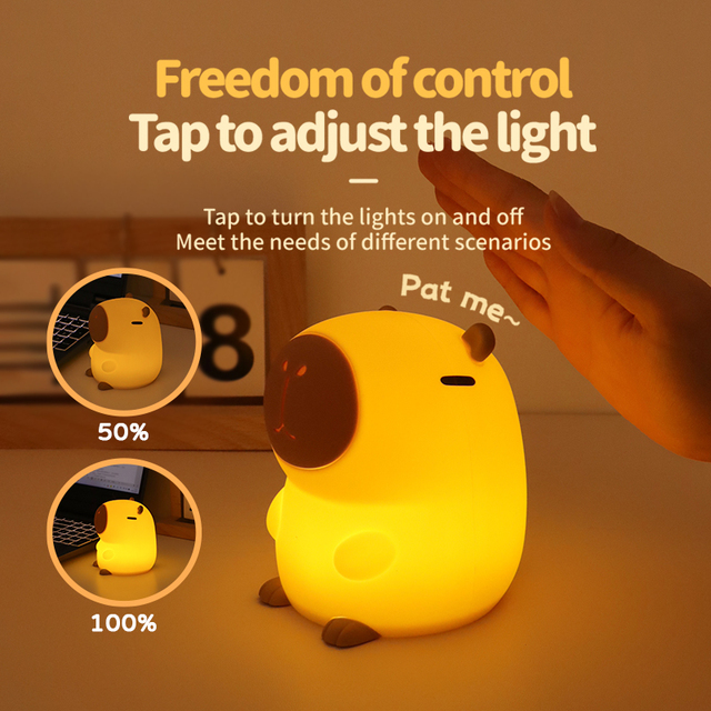 Custom Cute Capybara LED Night Light Touch Control Battery Powered Decorative Lamp Perfect Bedroom Kids Room Holiday Gift