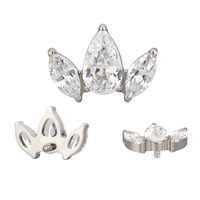 Perhiasan bagus anting Helix tindik Labret 16G Marquise dan pir CZ Interanlly berulir atas telinga hidung cincin mode Tubuh perhiasan