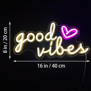 Enseignes au néon personnalisées Good Vibes, alimentées par USB, LED blanc chaud, pour chambre à coucher, fête d'<span class=keywords><strong>anniversaire</strong></span>, mariage, salon, bar, maison, salle de jeux pour filles - Product Image 3