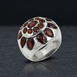 Cultured <b>Garnet</b> Gemstone Sterling <b>Silver</b> Fashion <b>Ring</b> - Product Image 3
