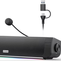 Altavoces para Computadora Inwa con Micrófono Integrado, Sonido Envolvente Virtual de 2.1 Canales, Carcasa Metálica, Control Remoto, Alimentación por Batería
