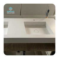 Meuble-lavabo mural moderne blanc sur mesure en Corian, double vasque en acrylique composite écologique pour salle de bain