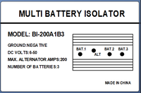 BI200A1B3 12V ~ 50V Marine Multi Battery system Isolater Split Charger pièces et accessoires automobiles Double isolateur de batterie