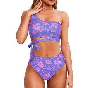 Traje de Baño Ecológico de 2 Piezas para Mujer 2025, Tela Reciclable, Estampado Floral, Sujetador Push-Up, Corte Alto, Fabricación al por Mayor - Product Image 3