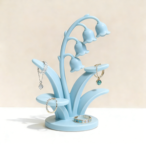 Porta Gioielli in Resina Dipinto a Mano con Motivo Floreale Pastello, Design alla Moda, Organizzatore Decorativo per Orecchini e Anelli - Product Image 1