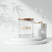 Bocaux en verre vides de luxe personnalisés de 8 oz, 10 oz, 14 oz avec couvercle, boîte cadeau de Noël, fabrication de bougies, décoration