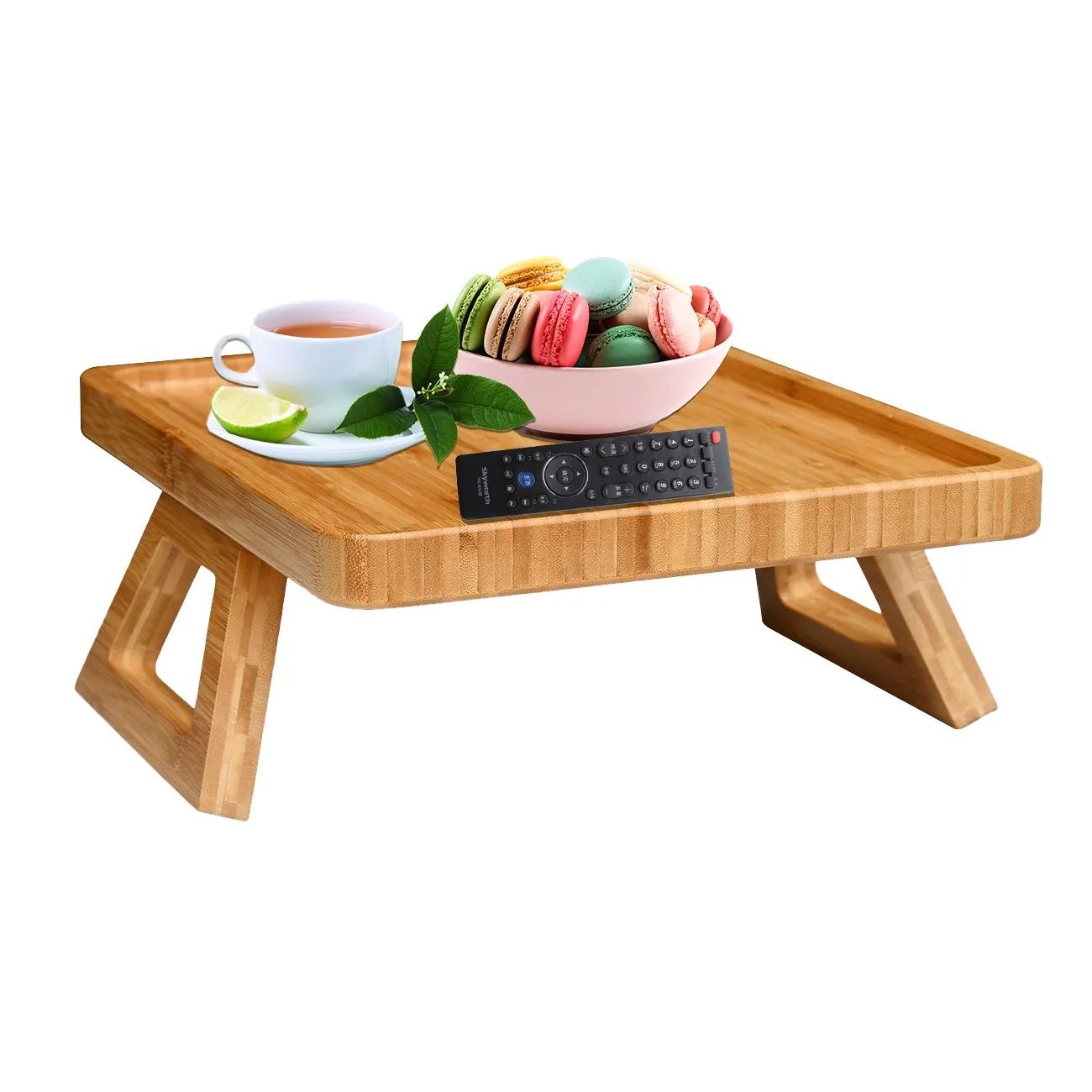 ワイドソファ用トレイソファテーブルの竹製ウッドクリップ、ソファアームトレイテーブル、サイドテーブル