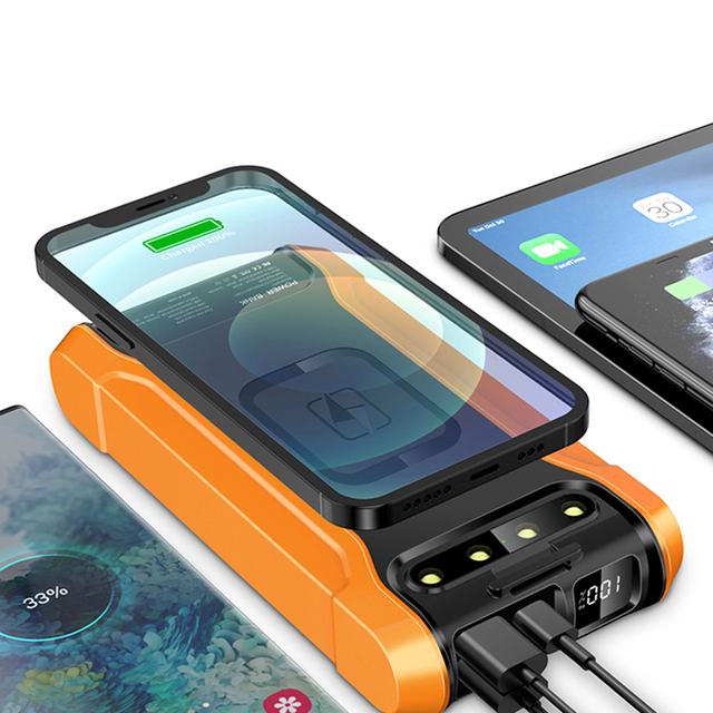 Travel Charger Mobile Phone Powerbanks for Camping Dual USB C Led Portable Outdoor Waterproof 30000mah Solar Power Bank 20000mAh