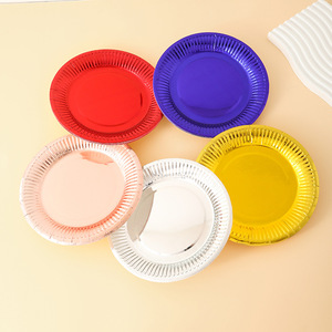 Manufacturers Wholesale Custom 7 Inch Gold and Silver Card Paper Modern Padi Brand Birthday Party <b>Disposable</b> <b>Plate</b> - Product Image 2