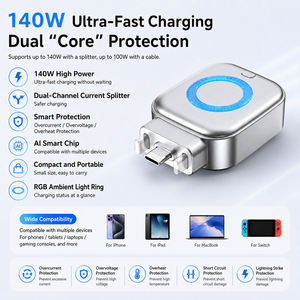 Adaptador de Carga Rápida de 140W con Desconexión Inteligente para Teléfono Móvil, Tableta y Portátil, Carga Completa, Desconexión Automática por IA - Product Image 6