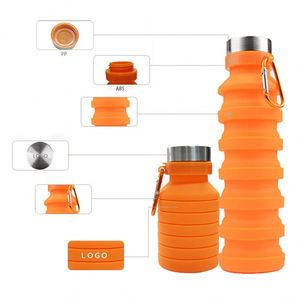 Botella de Agua de Silicona Plegable Reutilizable de 500 ml Personalizada, a Prueba de Fugas, para Senderismo, Libre de BPA - Product Image 2