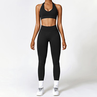 Nouveaux ensembles de sport pour femmes, leggings sculptants, soutien-gorge de sport à dos ouvert, leggings de yoga taille haute pour femmes, leggings de yoga sans couture, ensemble de yoga