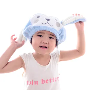Cute Baby Coral Fleece drying hair Hats Lovely Kids Girls Toddler Turban Caps Plain Infant Newborn Solid Baby Hair head towel