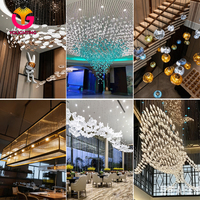 Lámpara Colgante LED de Cristal Soplado a Mano con Forma de Pez, Altura Ajustable, E14, para Vestíbulo de Hotel, Acuario, Temática Oceánica