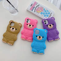 3D mignon ours Kawaii dessin animé Silicone téléphone portable couverture arrière étui pour fille Iphone 6 7 8 Plus X XS XR 11 12 13 14 15 Pro MAX