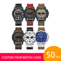Montres-bracelets à quartz en cuir de luxe OEM personnalisées avec logo CURREN 8314, résistantes à l'eau, pour hommes, Reloj Hombre