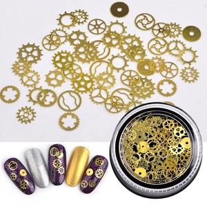 Qianya <span class=keywords><strong>2022</strong></span> rueda Retro Steampunk decoración Super-Thin 3D Nail Art Sticker venta al por mayor diseñadores lentejuelas Metal Material <span class=keywords><strong>uñas</strong></span> - Product Image 4