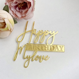 Décoration de gâteau d'anniversaire Joyeux anniversaire <span class=keywords><strong>maman</strong></span> et papa, plaque décorative en acrylique pour gâteau, topper de gâteau, fête des pères - Product Image 6