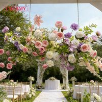 CM-TW006 meilleure vente rose violet arrangement floral soie fleur artificielle toile de fond pour la décoration de fête de mariage