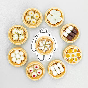 Mini autocollant décoratif en forme de nourriture simulée : Miniature de pain vapeur, Aimant de réfrigérateur, <span class=keywords><strong>Jouet</strong></span> alimentaire miniature, Xiaolongbao, Autocollant de message - Product Image 2
