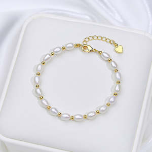 5-6mm Natural Freshwater Rice Shaped <b>Pearl</b> <b>Bracelet</b> <b>for</b> <b>Women</b> High-End Snowflake Design New Jewelry Wholesale - Product Image 2
