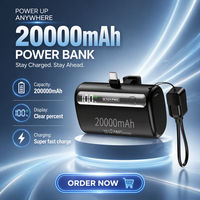 Batterie externe WM 20000mAh Capsule, charge rapide 22.5W, affichage numérique portable, chargeur de secours intégré USB-C, mini chargeur d'urgence pour téléphone