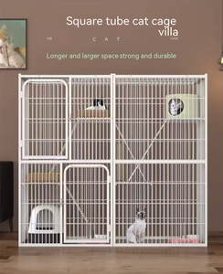 כלוב חתולים גדול ועגול מברזל, בית מחסה ווילה לחתלתולים, חתולים בוגרים וחתולים משומשים עם מגש פלסטיק - Product Image 5