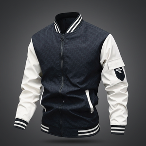 Abrigo cortavientos de talla grande para hombre, informal, para exteriores, con cremallera, estilo urbano, patchwork, estilo béisbol, para otoño - Product Image 3