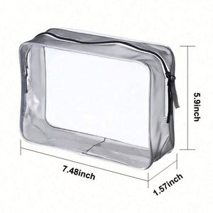 Personalized Logo Women Large Capacity <b>Transparent</b> PVC Soft Handle for <b>Makeup</b> Cosmetic <b>Bag</b> with Zipper - Product Image 2