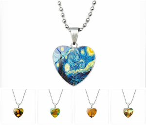 diy personalizado <span class=keywords><strong>Van</strong></span> <span class=keywords><strong>Gogh</strong></span> mona Lisa de aceite pintura estrella y Luna melocotón COLLAR COLGANTE - Product Image 2