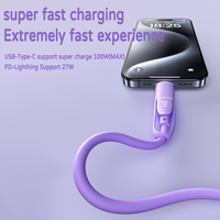 Câble de charge 4 en 1 Silicone coloré 1M 100W PD 6A USB A/C à C/L Câble de chargeur USB multiple 4 en 1 pour appareils tout-en-un