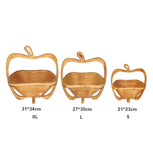 <strong>Foldable</strong> Fruit Bowl <strong>Basket</strong> and Bamboo Cutting Board Multifunctional Bamboo Fruit Storage <strong>Basket</strong> - Product Image 6