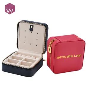 Good price earring organizer High quality MDF with leather jewel case custom leather velvet travel jewelry box