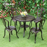 Ensemble de mobilier de jardin 3 pièces en fonte d'aluminium, style européen, pour terrasse, balcon, petit salon de café - Vente en gros usine