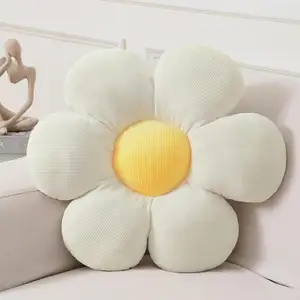 Daisy Flower Pillow Green Flower Shaped Throw Pillow Cute Seating Cushion Decorative Pillows for Couch Sofa Bed Decoration