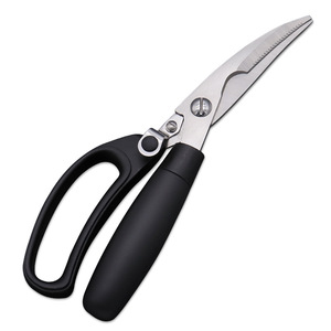 Stainless Steel <b>Kitchen</b> <b>Scissors</b> For Chicken Bone Cutting Straight Head Black Handle Home Use - Product Image 1