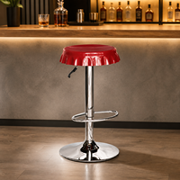 Tabouret de bar en forme de bouchon de bière OEM ODM, siège rouge en forme de bouchon, hauteur réglable, base chromée, repose-pieds pour comptoir de pub