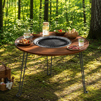 Barbecue portable 3-en-1, table de cuisson sans fumée, station de cuisson extérieure pour 3 à 5 personnes, chauffage au bois pour jardin et pique-nique